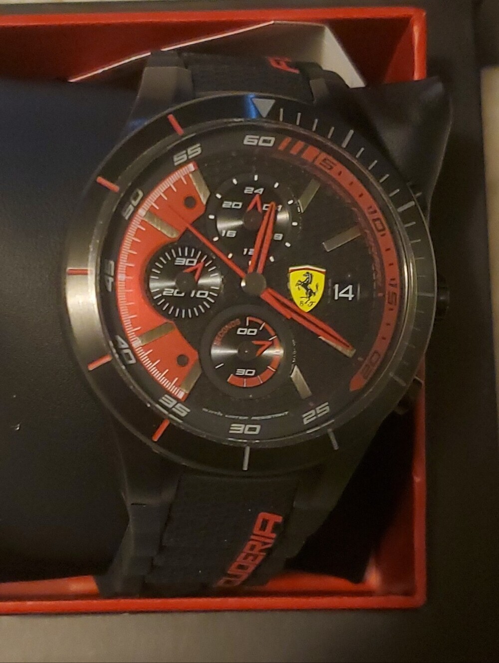 Ferrari Red & Black Chronograph Watch